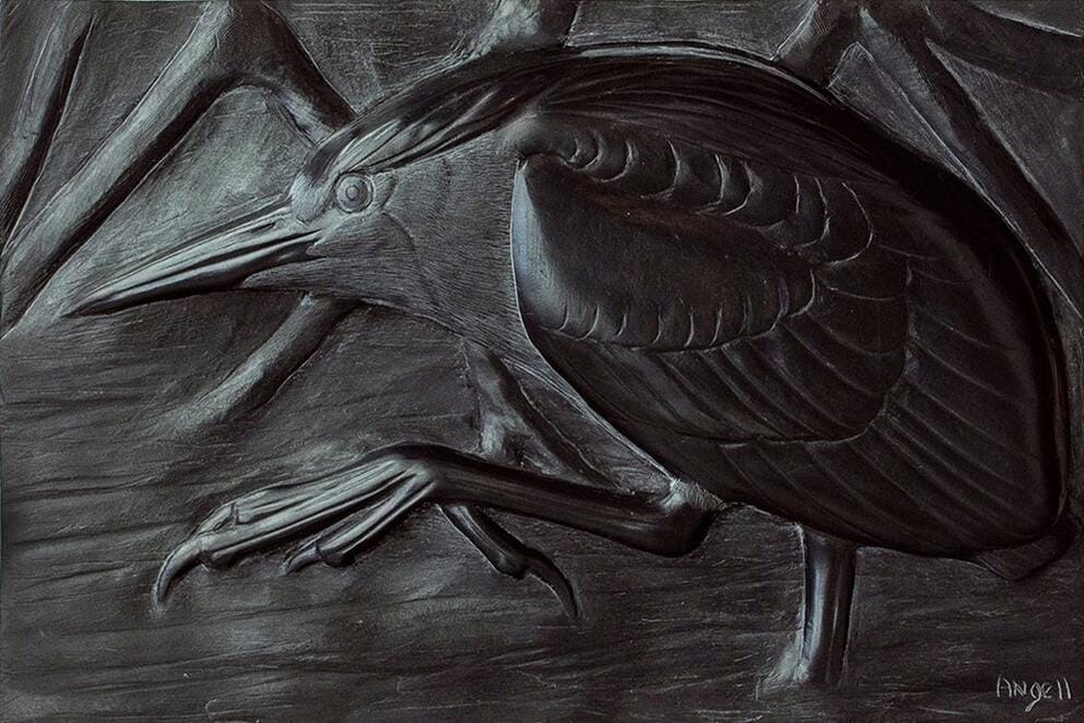 black bird sculpture