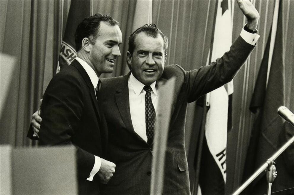 Governor Dan Evans with Richard Nixon, Olympia, 1968.