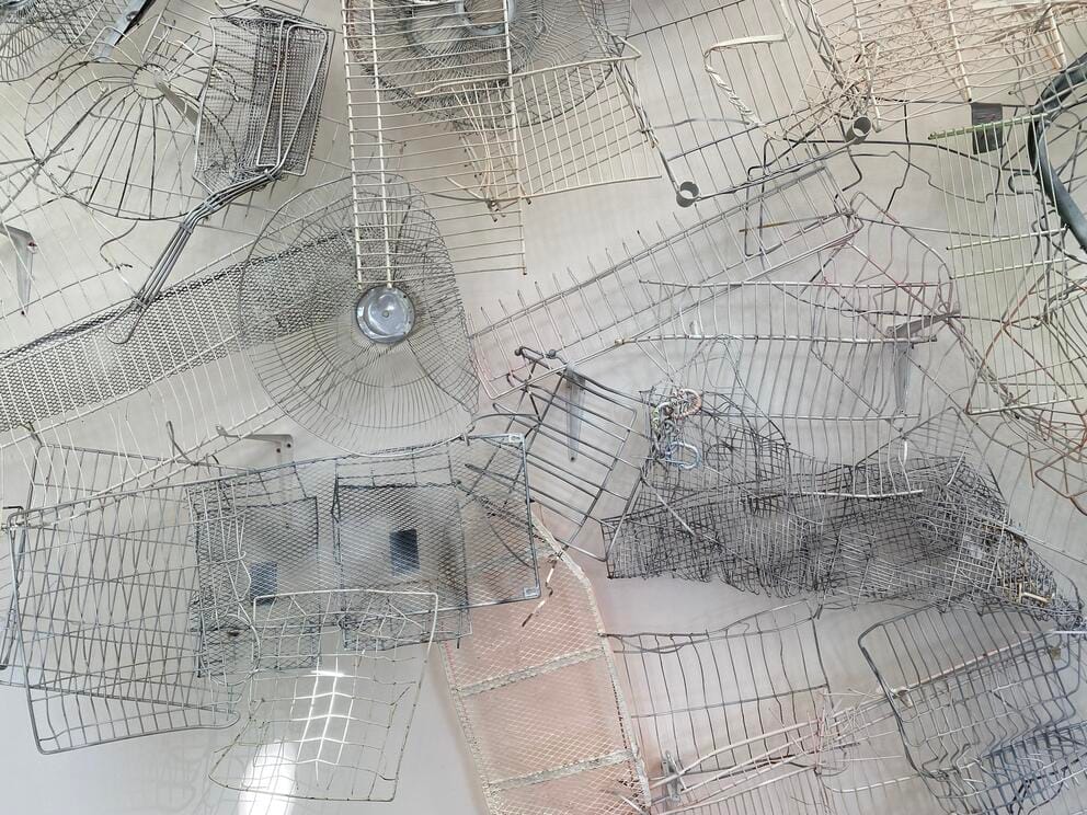 photo of smashed wire forms collaged together