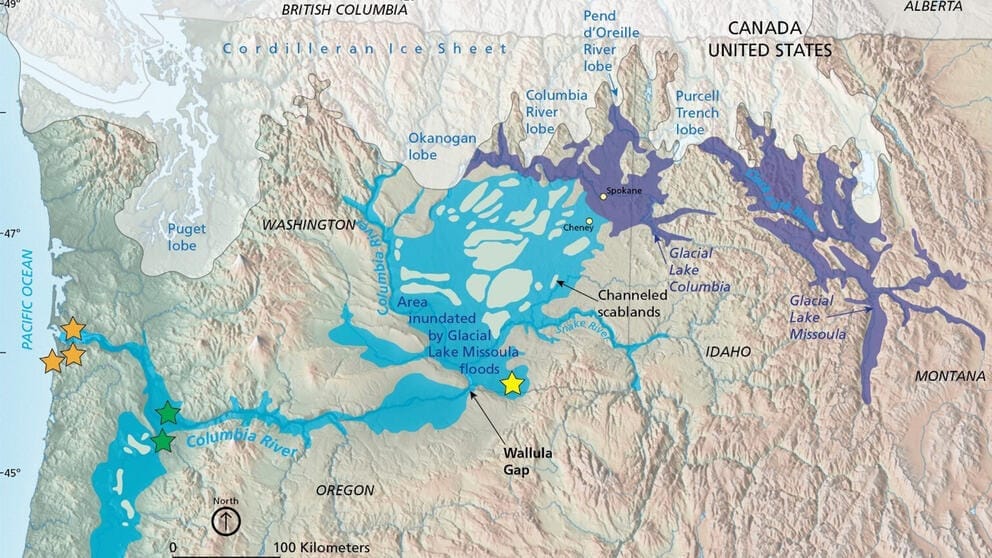 Map showing ancient floods.