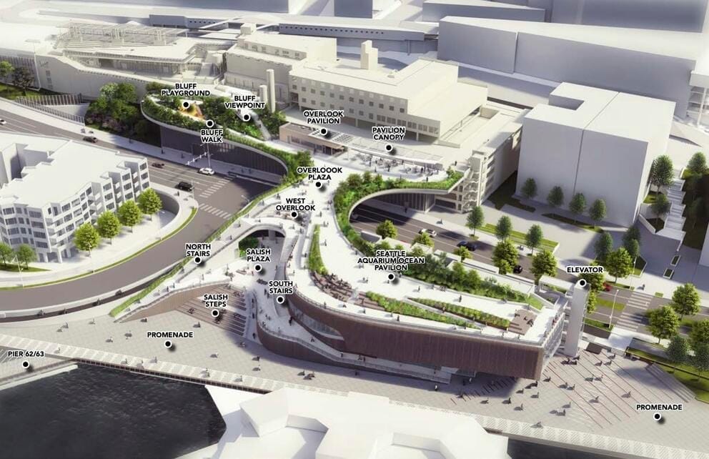 a photo map shows the layout of the new pathway between Pike Place Market and the waterfront