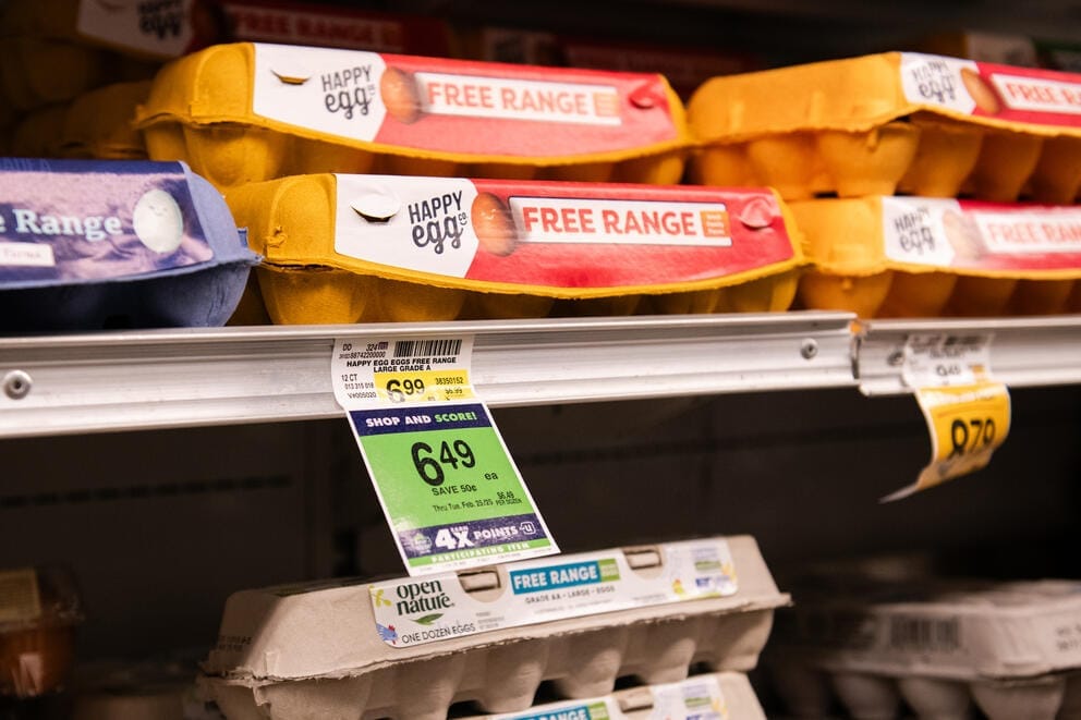 closeup of a grocery store shelf