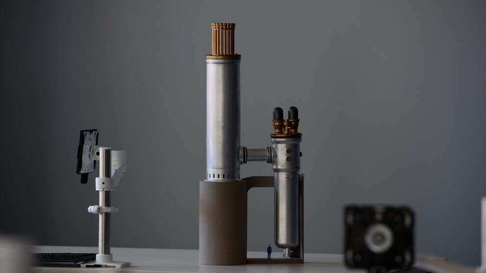 A model of a small modular reactor designed by X-energy, a company in which Amazon has recently invested.