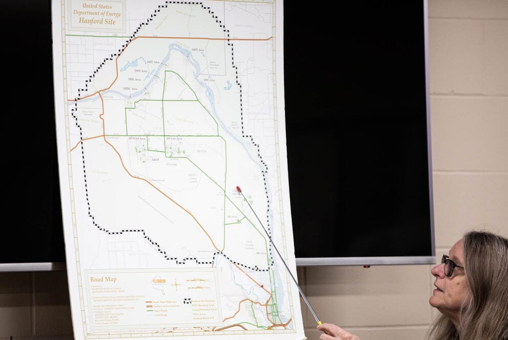 A map of the Hanford site