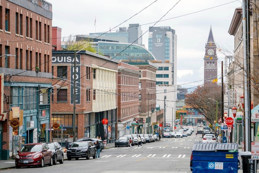 A view down King Street in Seattle’s Chinatown-International District in November.