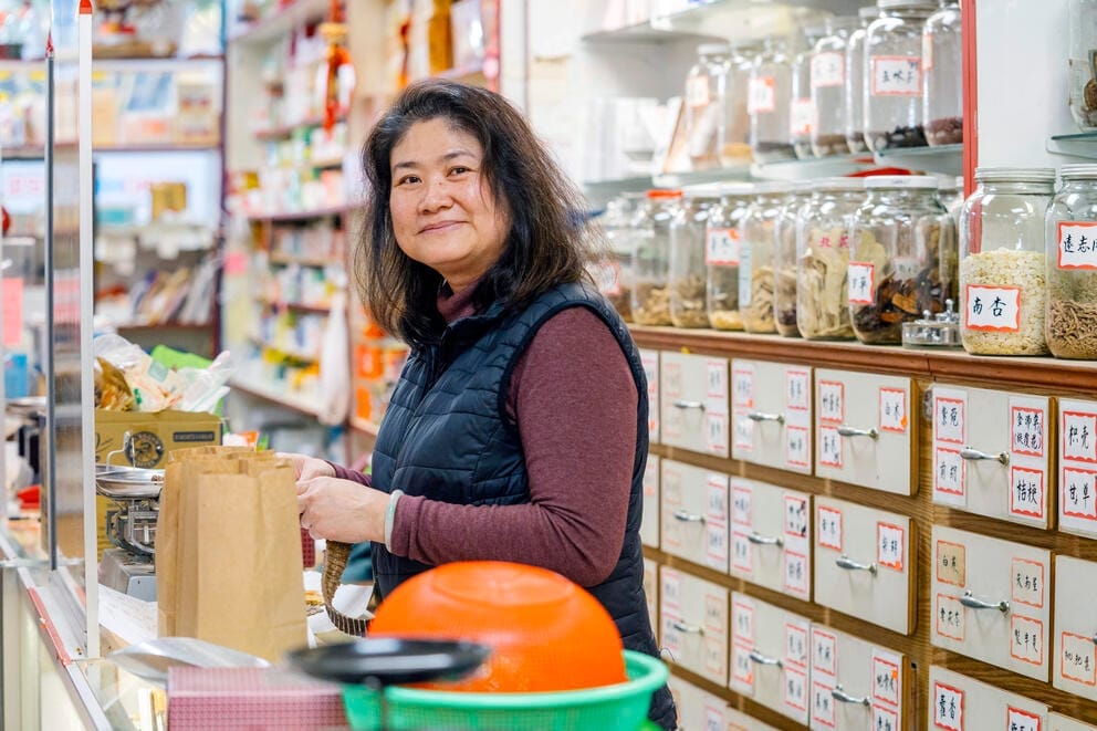 Vivian Chau, co-owner of New An Dong grocery and Chinese herb shop, said she wasn't surprised to hear that Seattles' Chinatown/International District had a higher percentage of votes for Trump in the 2024 election than other neighborhoods. (M. Scott Brauer / Cascade PBS) (M. Scott Brauer)