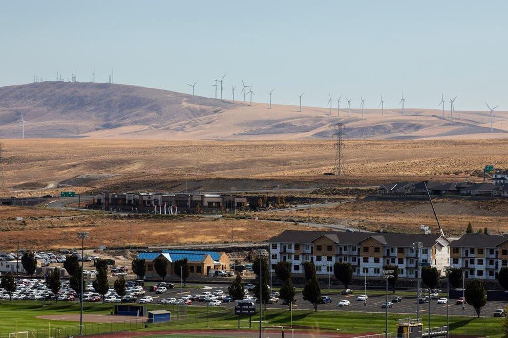 landscape with wind turbines