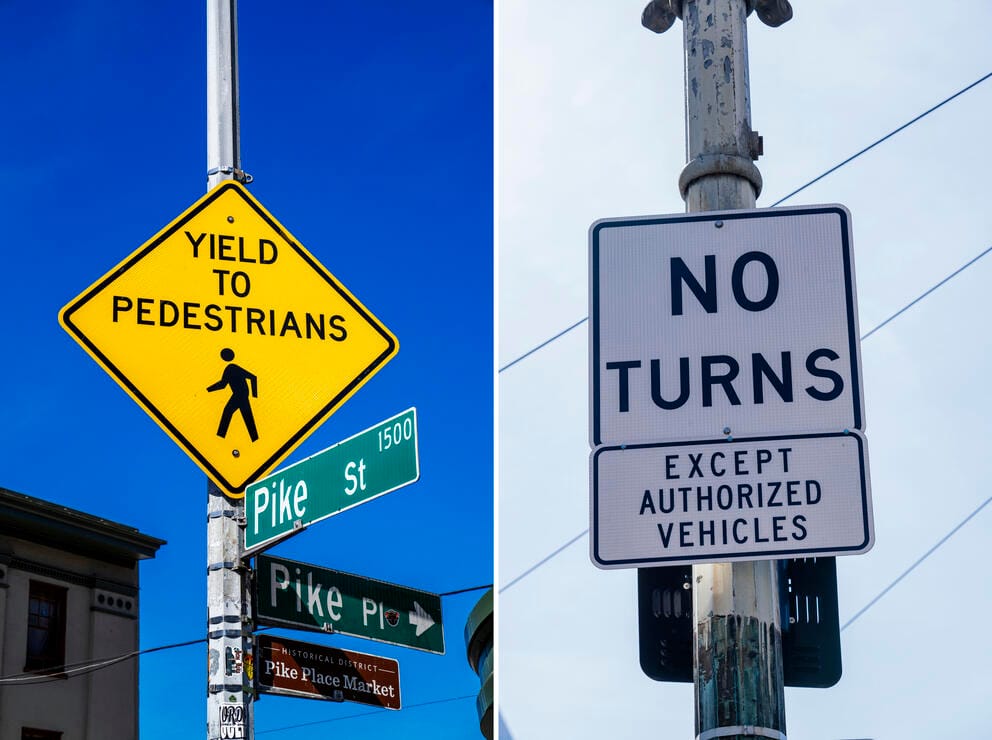 A long-standing sign at Pike Place Market