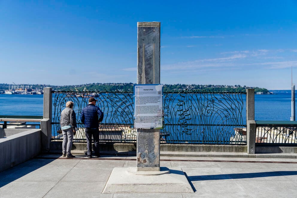 A placard in the newly reopened Victor Steinbrueck Park