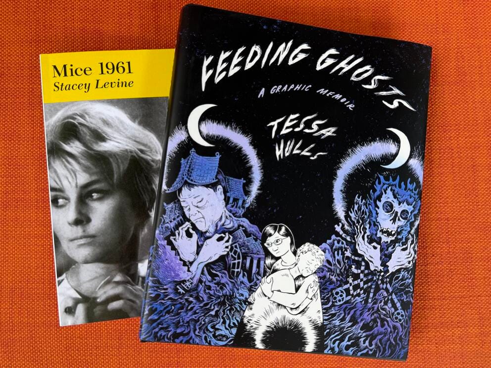 photo of two books, titled Mice 1961 and Feeding Ghosts