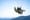 Photo of two paragliders high up in the air, both inside a suspended box designed to look like a biplane.