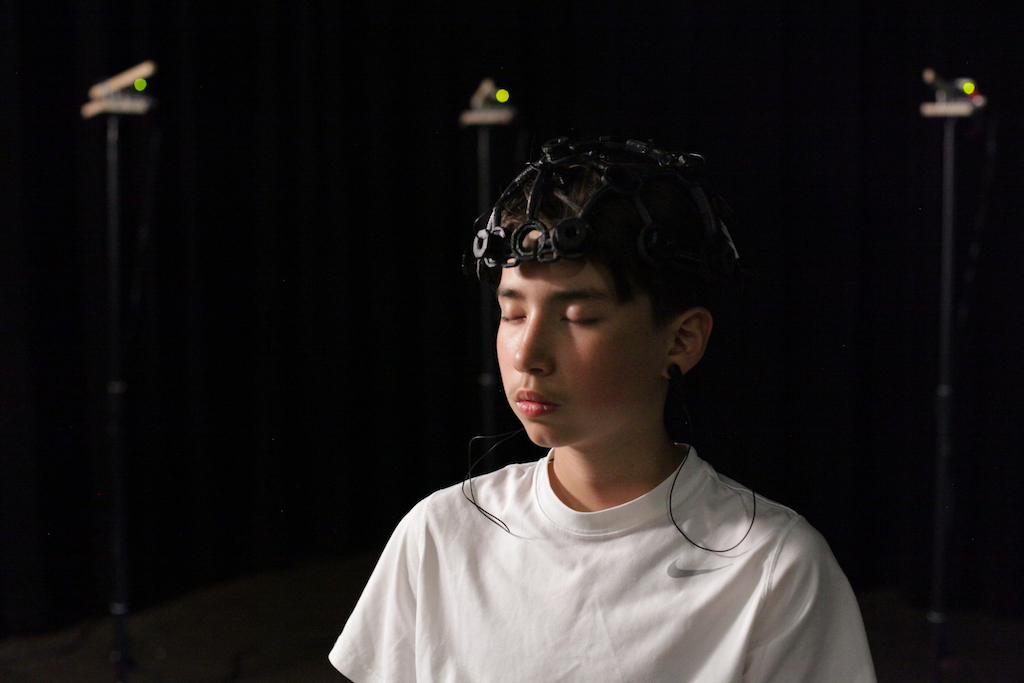Haein Kang's Illusion installation at 4Culture transmits brain waves to percussion instruments, creating a rhythmic map of mental processes. (Photo courtesy of the artist)