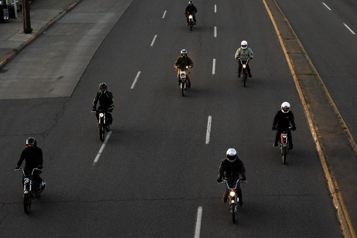 Motorcyclists riding six feet apart