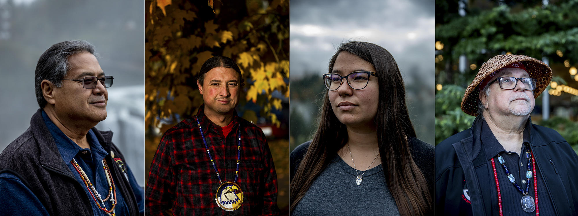 From left, Snoqualmie Chief Andy de los Angeles, Lakota activist Matt Remle, Snoqualmie Tribe Communications Assistant Sabeqwa de los Angeles and Duwamish Elder Tom Speer