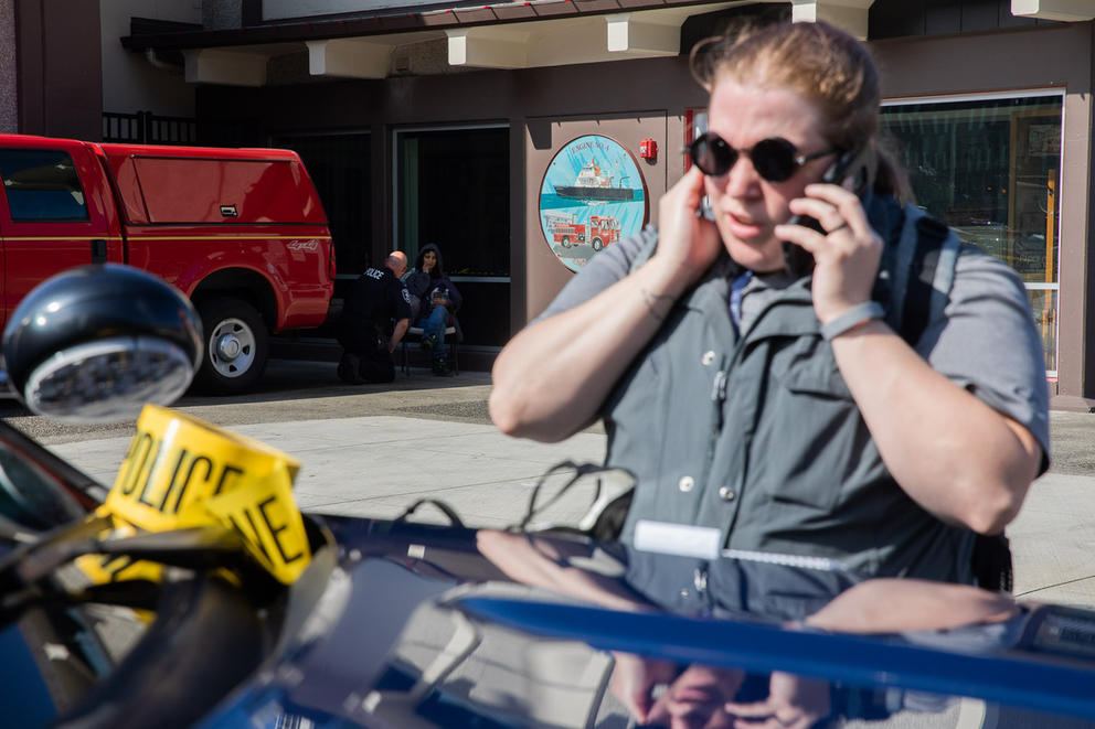 Social worker at crisis scene