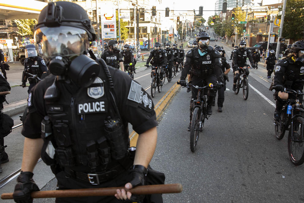Police in riot gear
