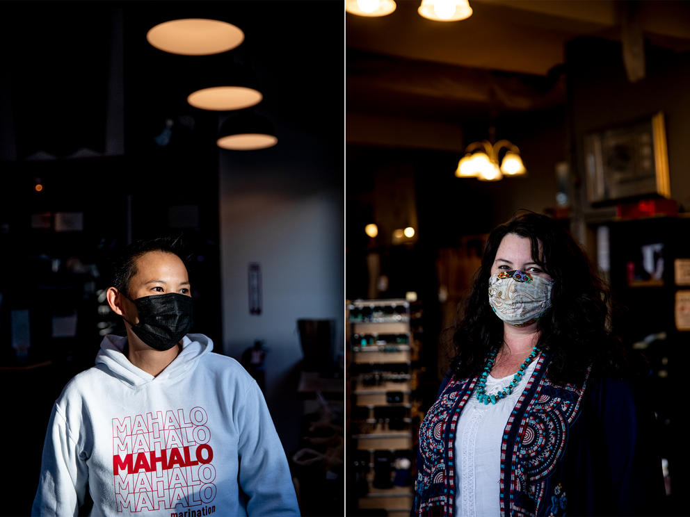 Roz Edison at left, Lisa Michaud at right