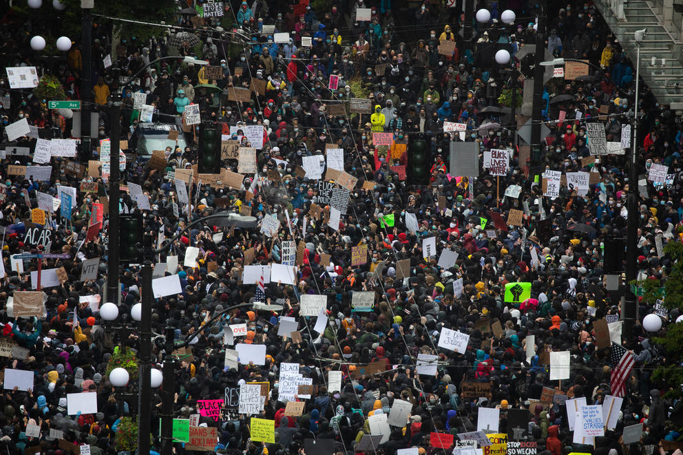 Hundreds of protests fill downtown streets