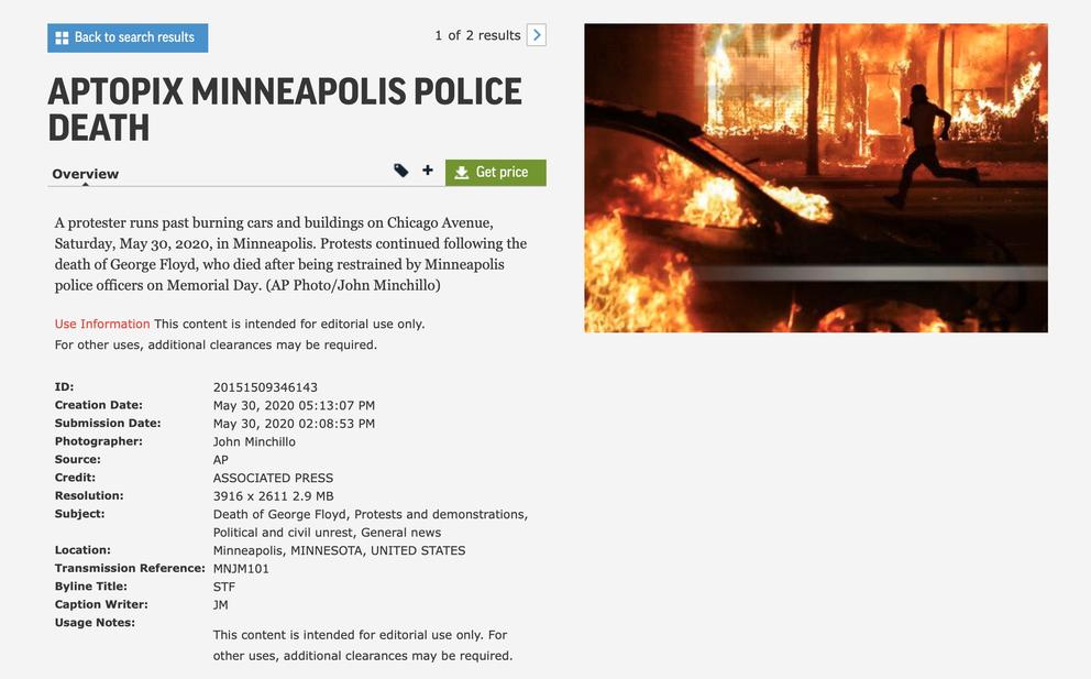 An AP photo from protests in Minnesota