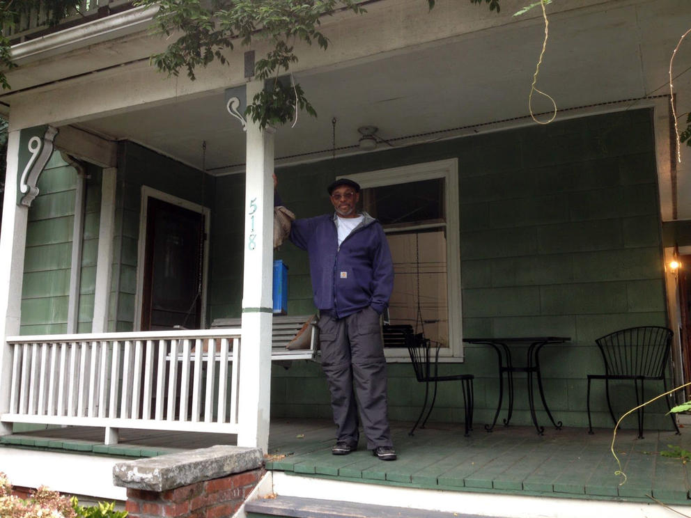 Harold Woodson Jr. on the porch