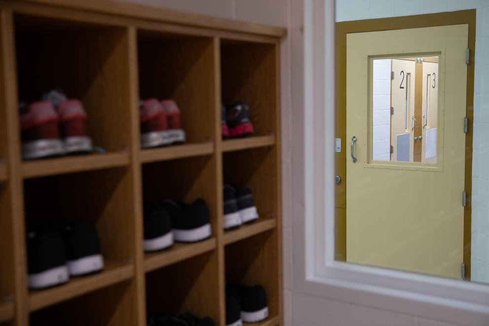 shoes in cubby