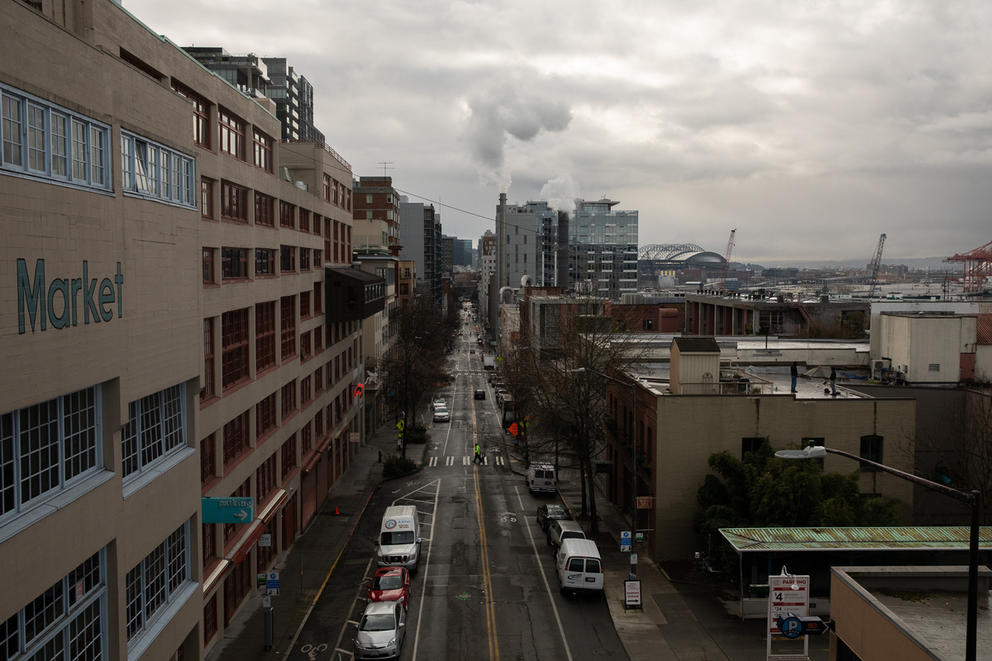 An empty street in downtown seattle