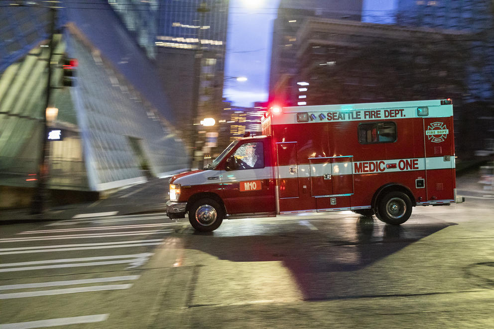 ambulance in downtown Seattle