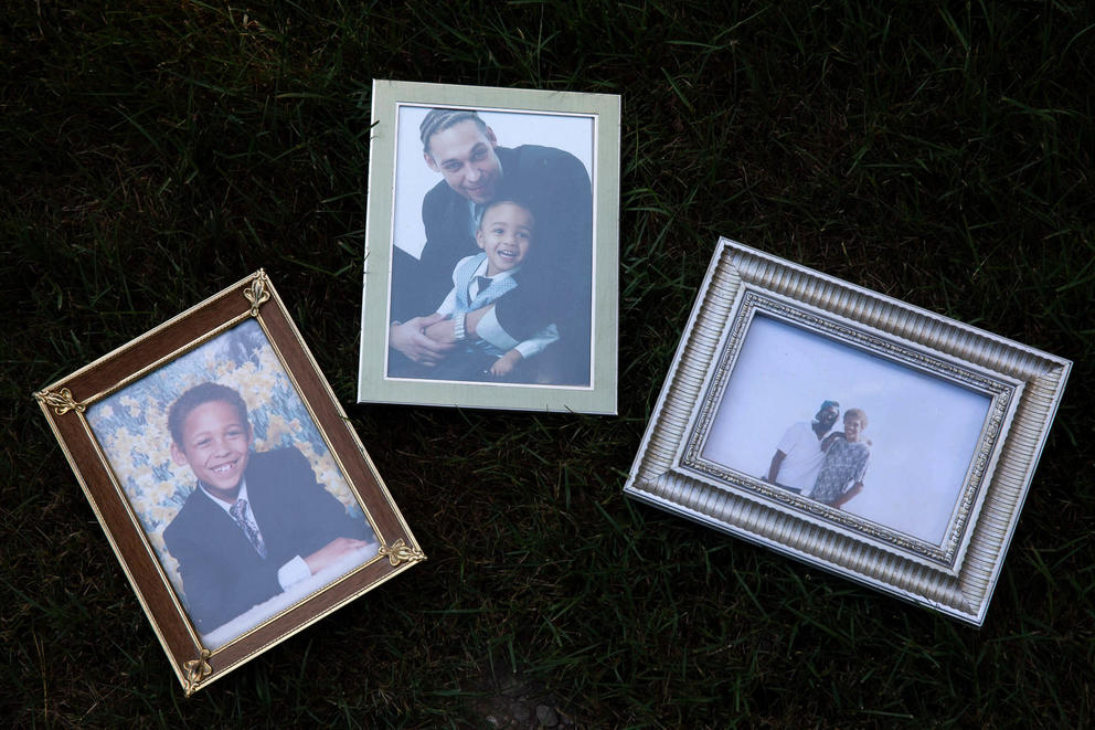 Three framed photographs