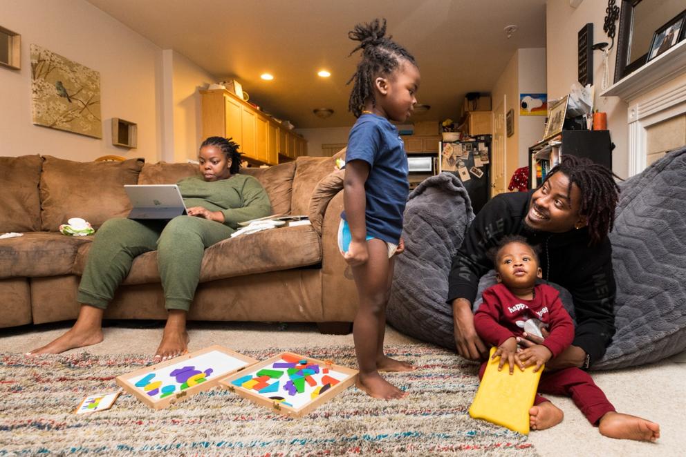 Family in living room