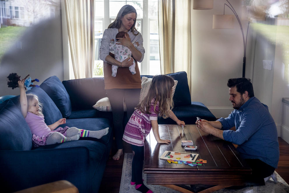 A family in their living room