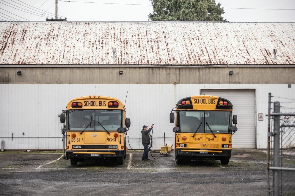 Two school buses