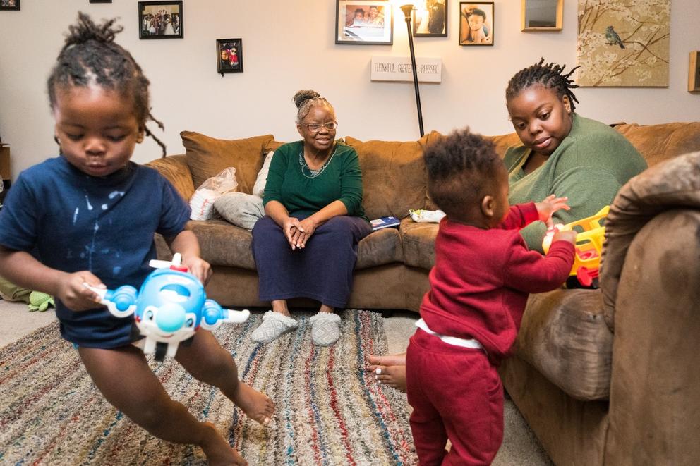 Family in living room