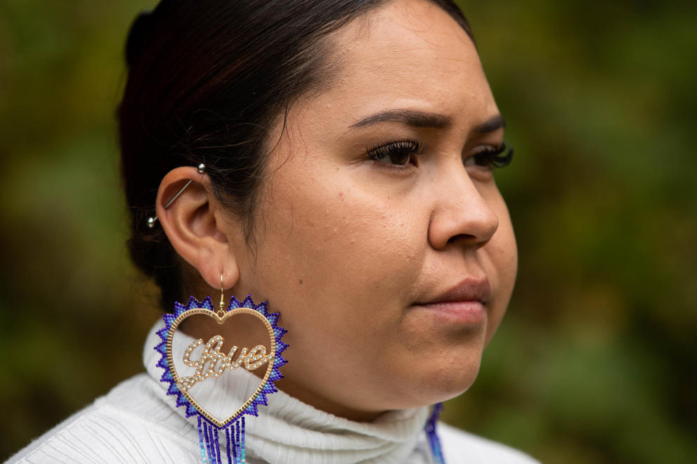 Santana Rabang outside her home in Lummi Nation