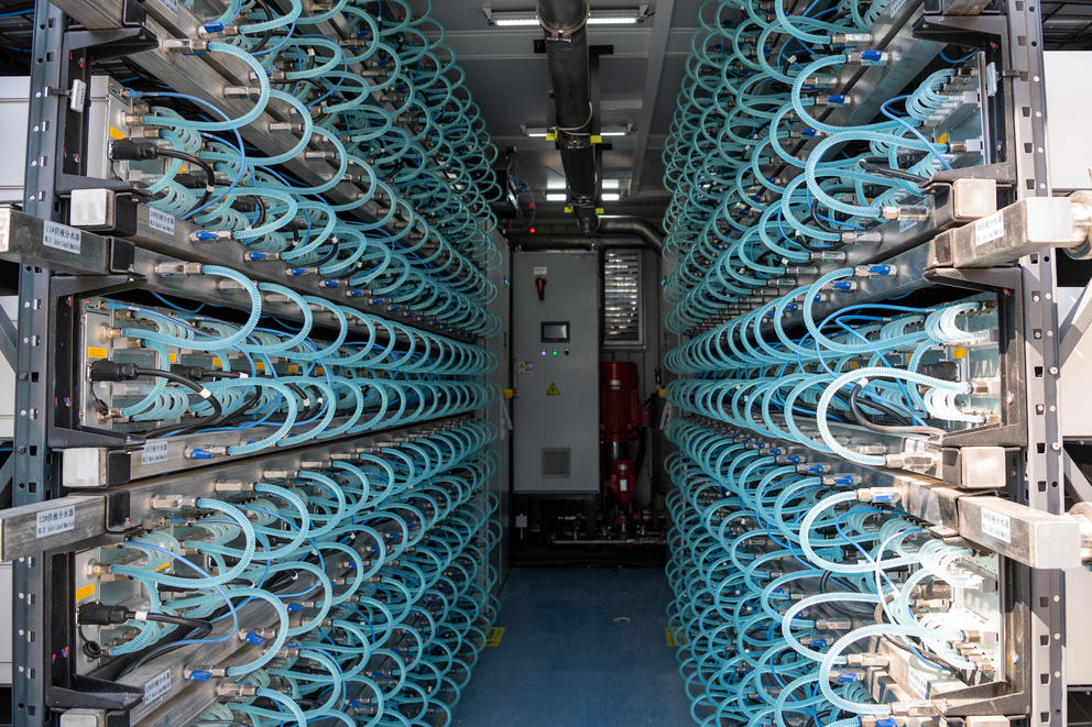 A room of cooling equipment