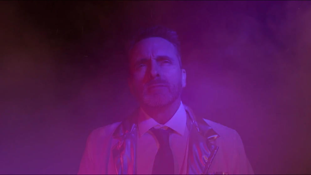 Person on purple background