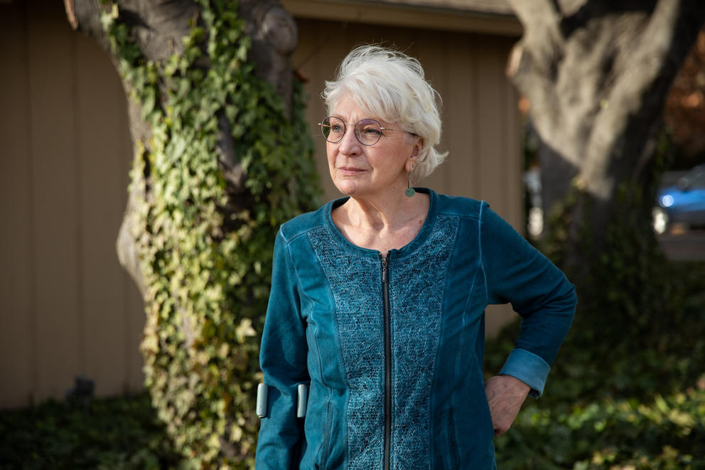Patricia Divine Wilder outside her home in Walla Walla