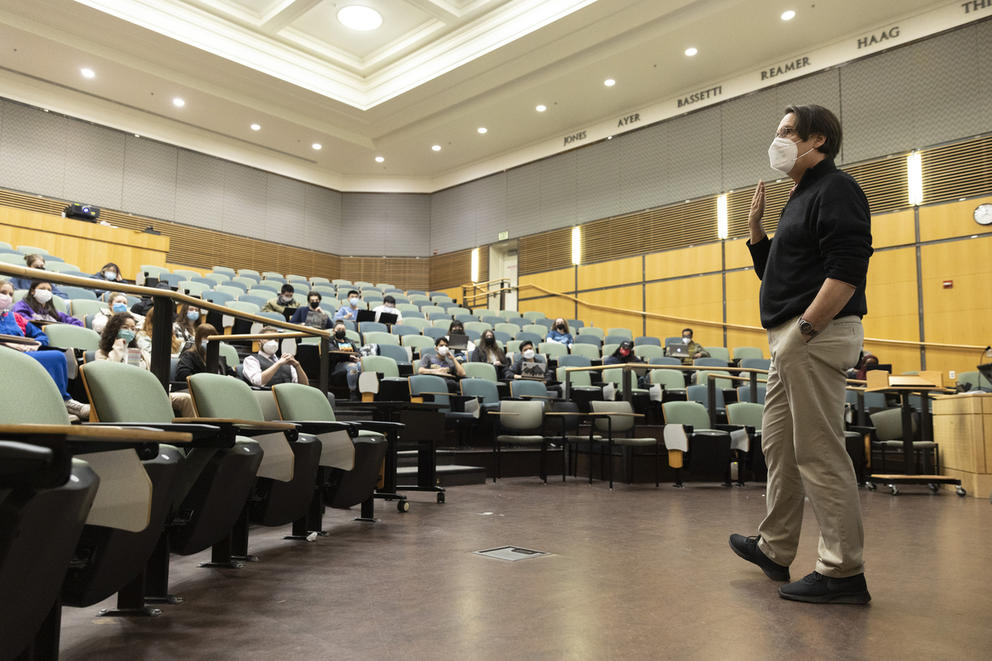 A professor in front of his class