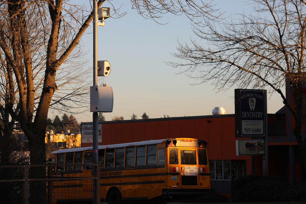 A bus on a road