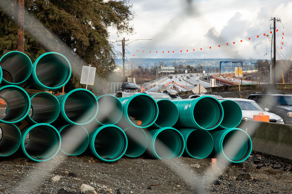Construction materials on State Route 520