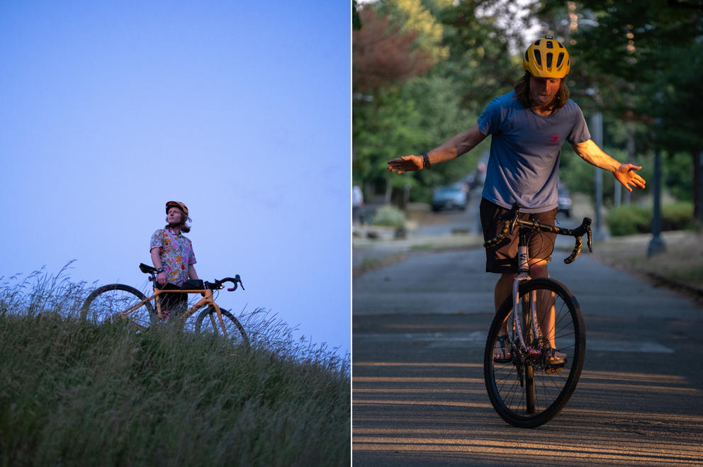 Danny Roberts poses with his bicycle in Seattle