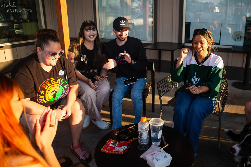 Starbucks workers celebrate union vote.