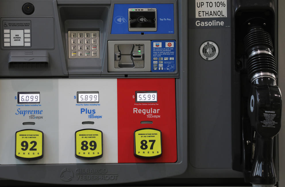 A close up of a gas pump