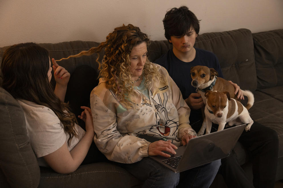 family in living room