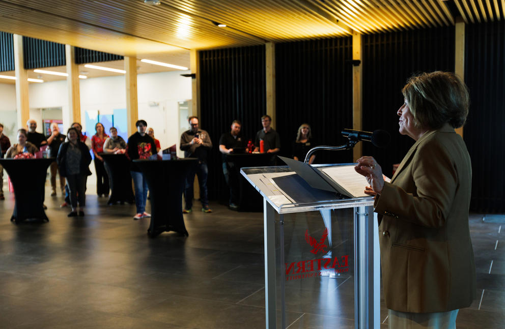 Lisa Brown speaking at Eastern Washington University