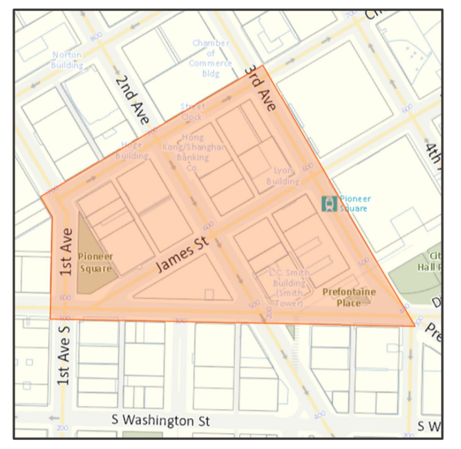 map of pioneer square SODA zone