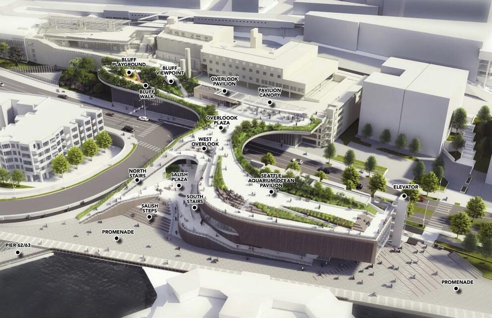 a photo map shows the layout of the new pathway between Pike Place Market and the waterfront