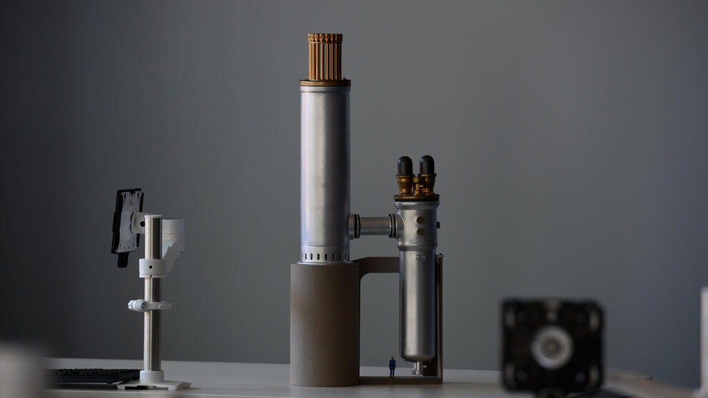 A model of a small modular reactor designed by X-energy, a company in which Amazon has recently invested.