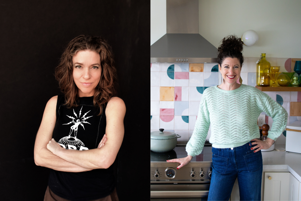 Ani DiFranco on the left & Rachel Belle on the right