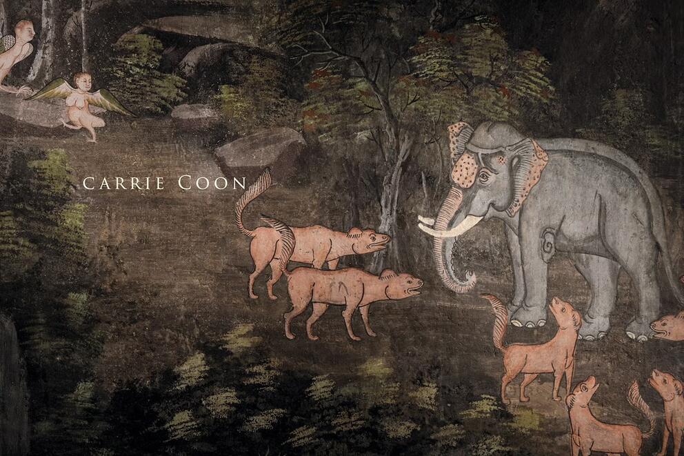 a painting that looks like a mural in a buddhist temple