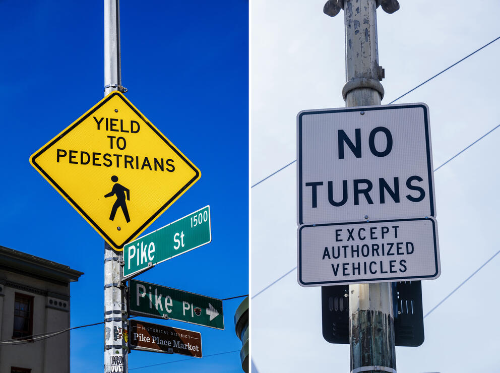 A long-standing sign at Pike Place Market